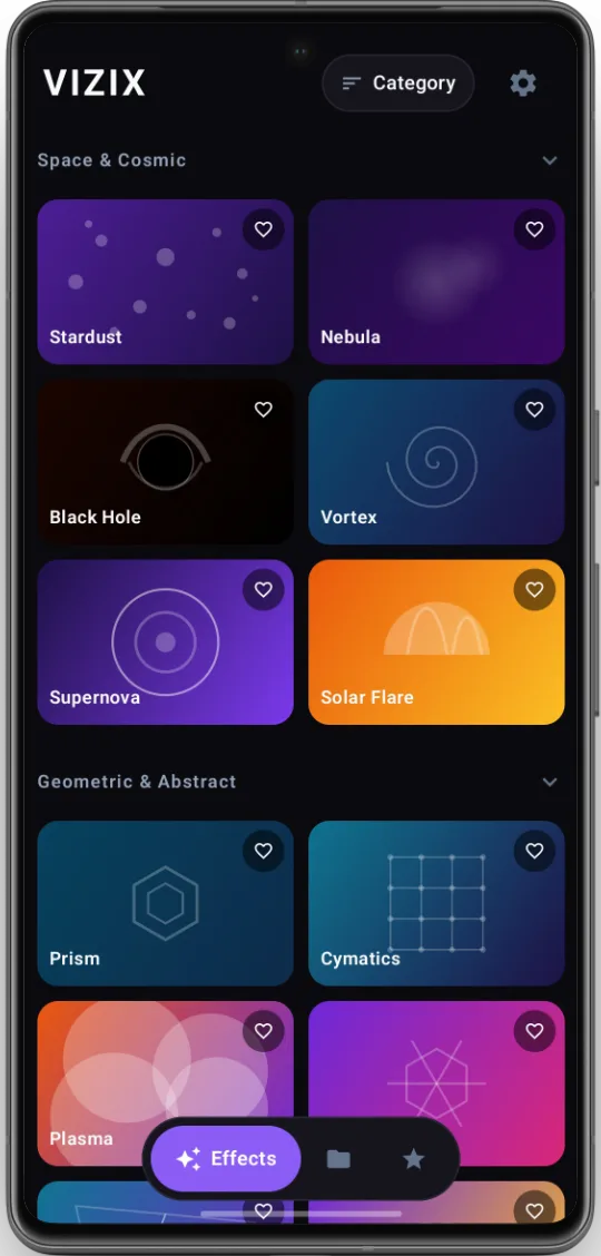 Browse the effects grid